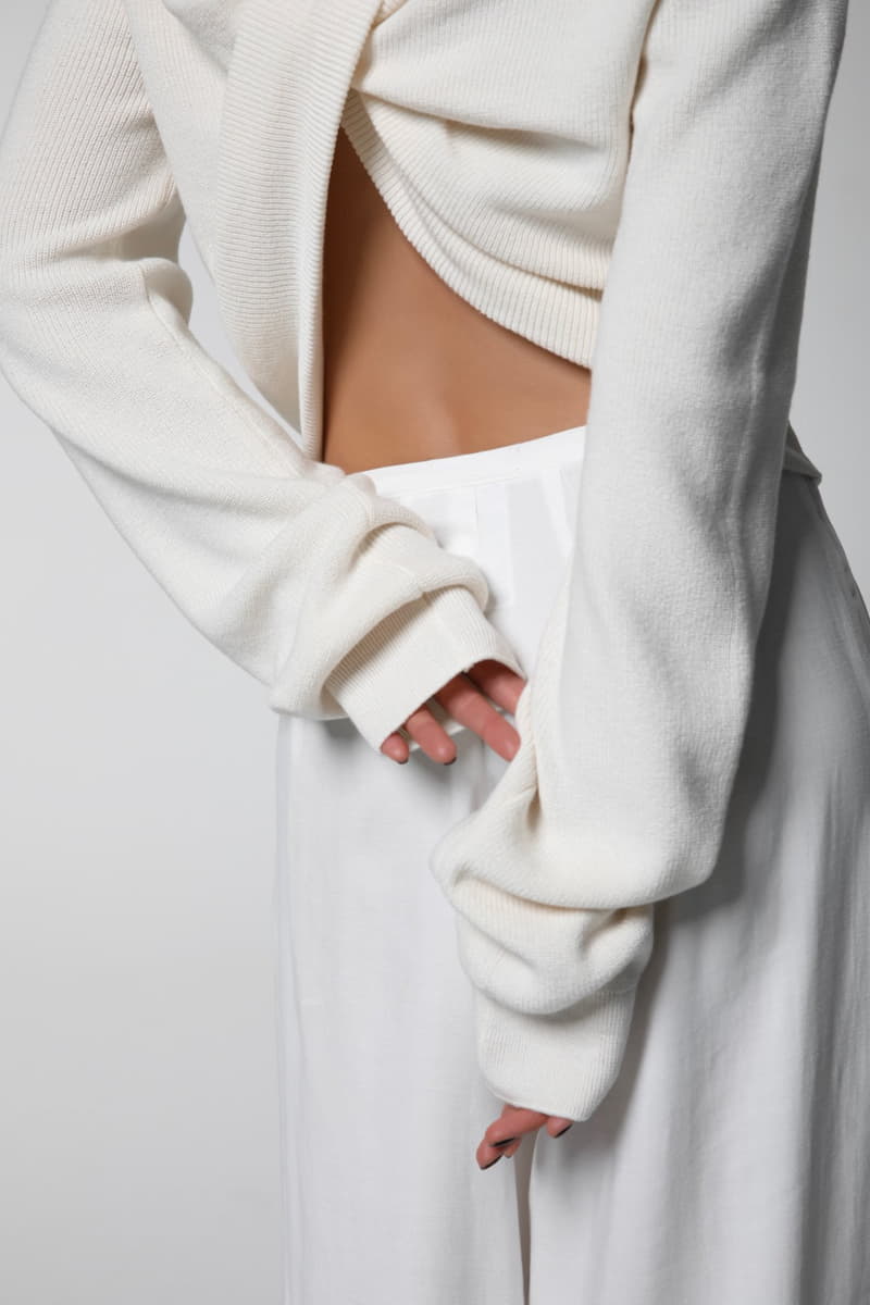 Paper Moon - Korean Women Fashion - #momslook - cotton back twist drape knit top - 5