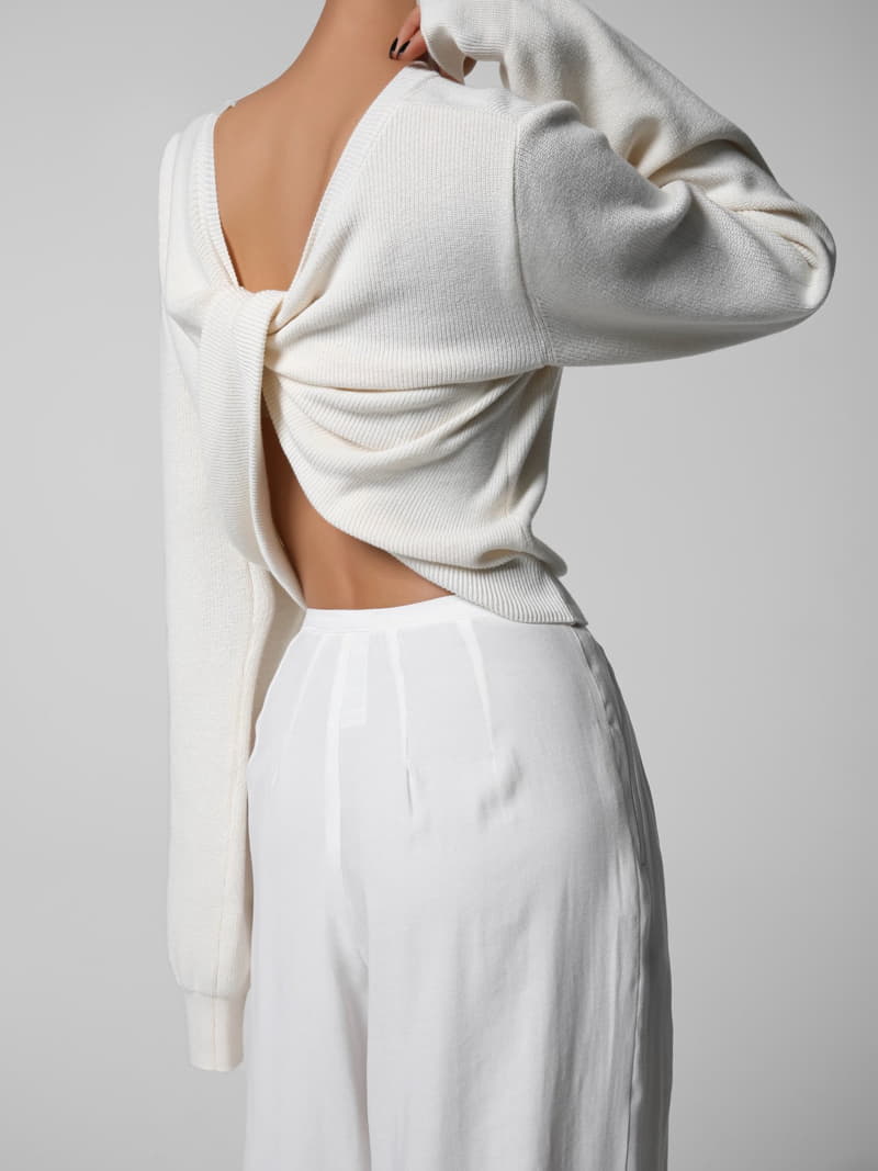 Paper Moon - Korean Women Fashion - #momslook - cotton back twist drape knit top - 7