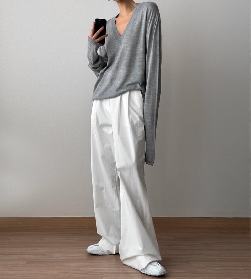 Paper Moon - Korean Women Fashion - #momslook - cotton two pin - tuck wide trousers - 2
