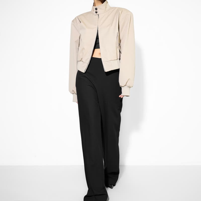 Paper Moon - Korean Women Fashion - #momslook - shoulder padded cotton harrington jacket - 10