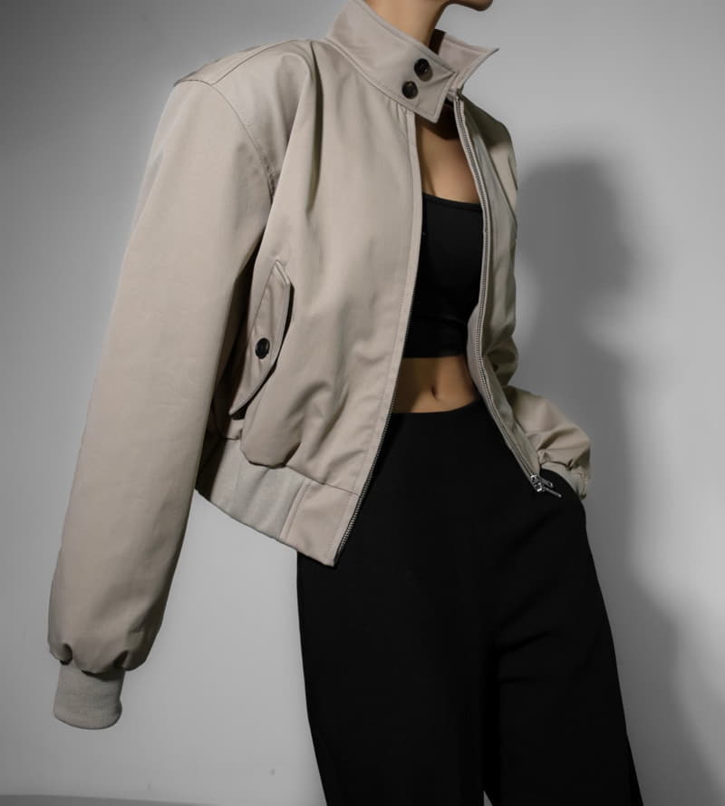 Paper Moon - Korean Women Fashion - #momslook - shoulder padded cotton harrington jacket - 12