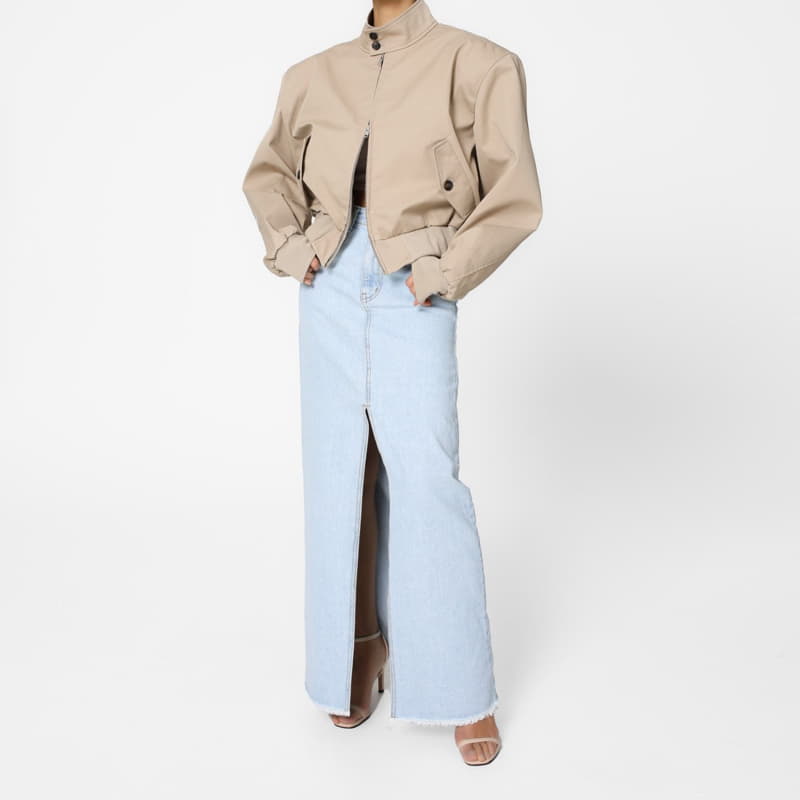Paper Moon - Korean Women Fashion - #momslook - shoulder padded cotton harrington jacket - 2