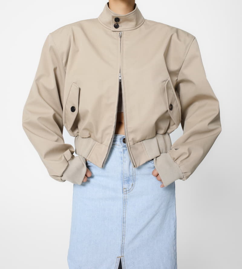 Paper Moon - Korean Women Fashion - #womensfashion - shoulder padded cotton harrington jacket - 4