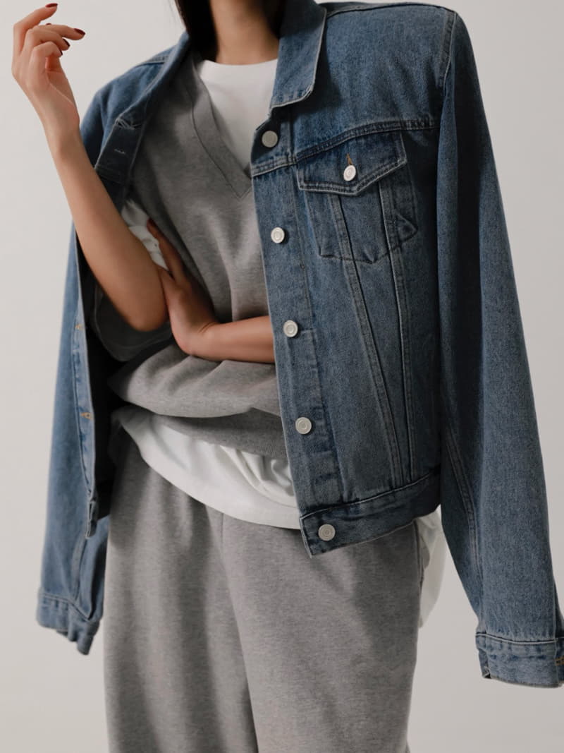 Paper Moon - Korean Women Fashion - #momslook - maxi padded shoulder oversized denim jacket - 10