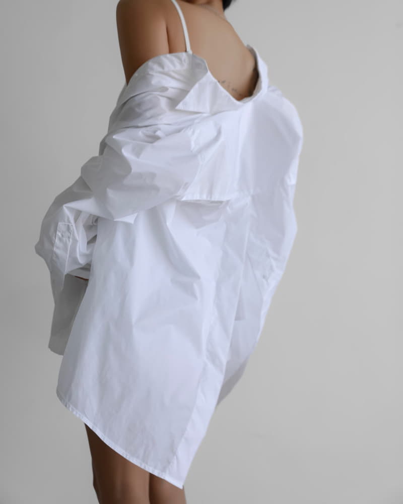 Paper Moon - Korean Women Fashion - #restrostyle - Nylon Back Slit Detail Oversize Shirt
