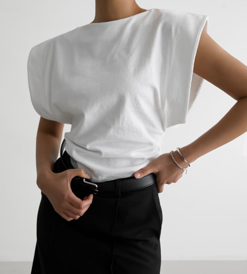 Paper Moon - Korean Women Fashion - #restrostyle - boatneck squared shoulder sleeveless top - 4