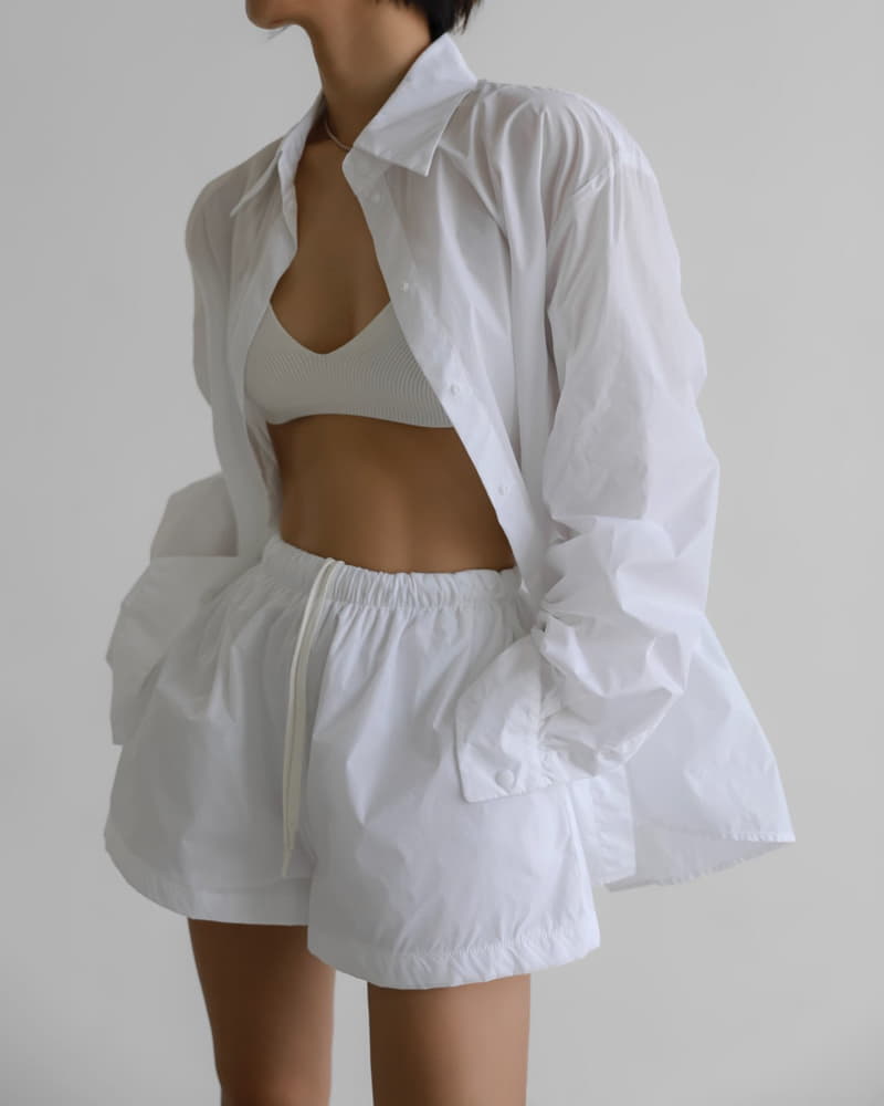 Paper Moon - Korean Women Fashion - #shopsmall - Nylon Back Slit Detail Oversize Shirt - 3