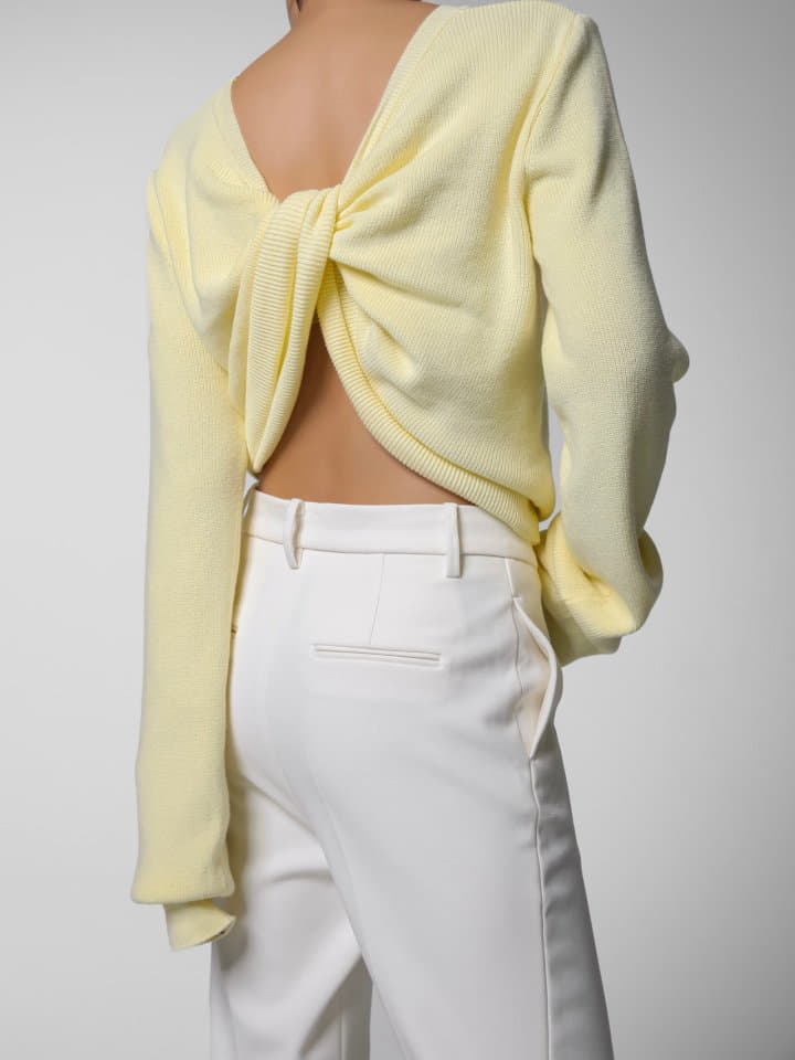 Paper Moon - Korean Women Fashion - #romanticstyle - Cotton Back Twist Drape Knit Top - 4