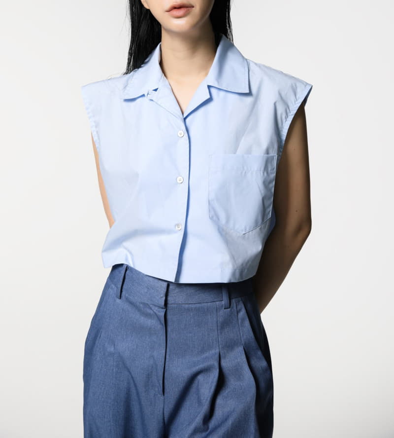Paper Moon - Korean Women Fashion - #thelittlethings - sleeveless cropped button down shirt - 5