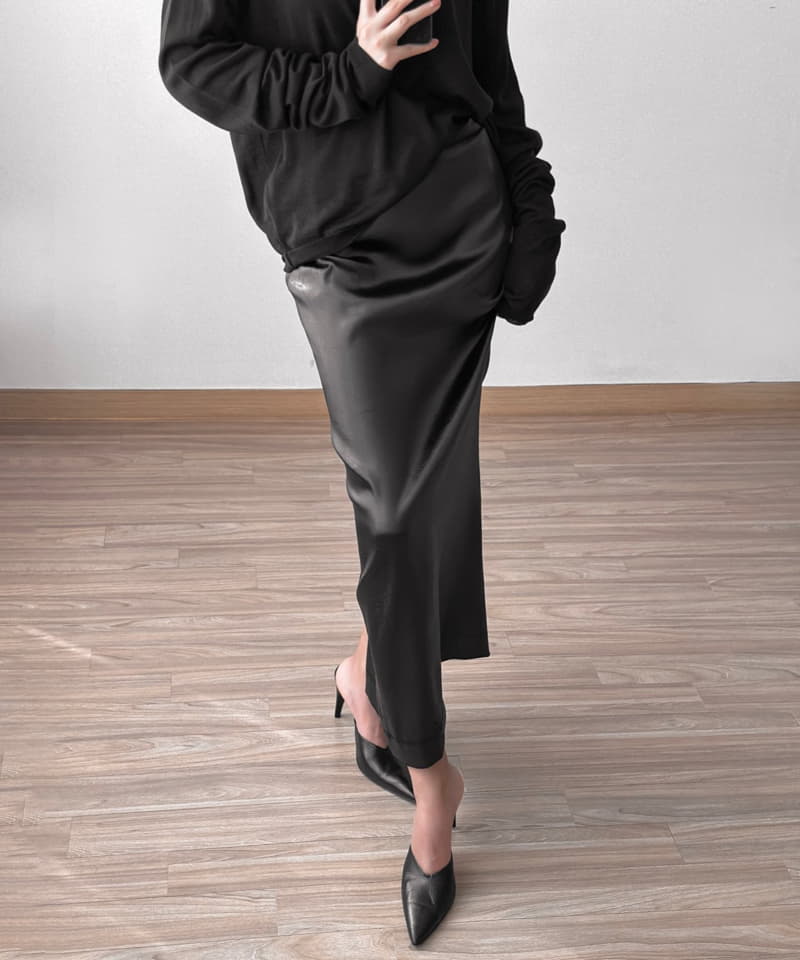 Paper Moon - Korean Women Fashion - #vintageinspired - Silky Vegan Leather Maxi Pencil Skirt - 8