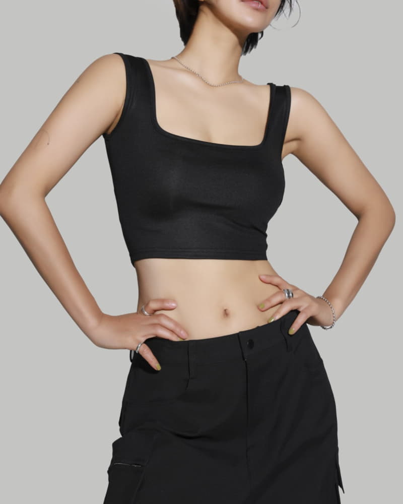 Paper Moon - Korean Women Fashion - #momslook - Square Neck Line Crop Tank Top - 4