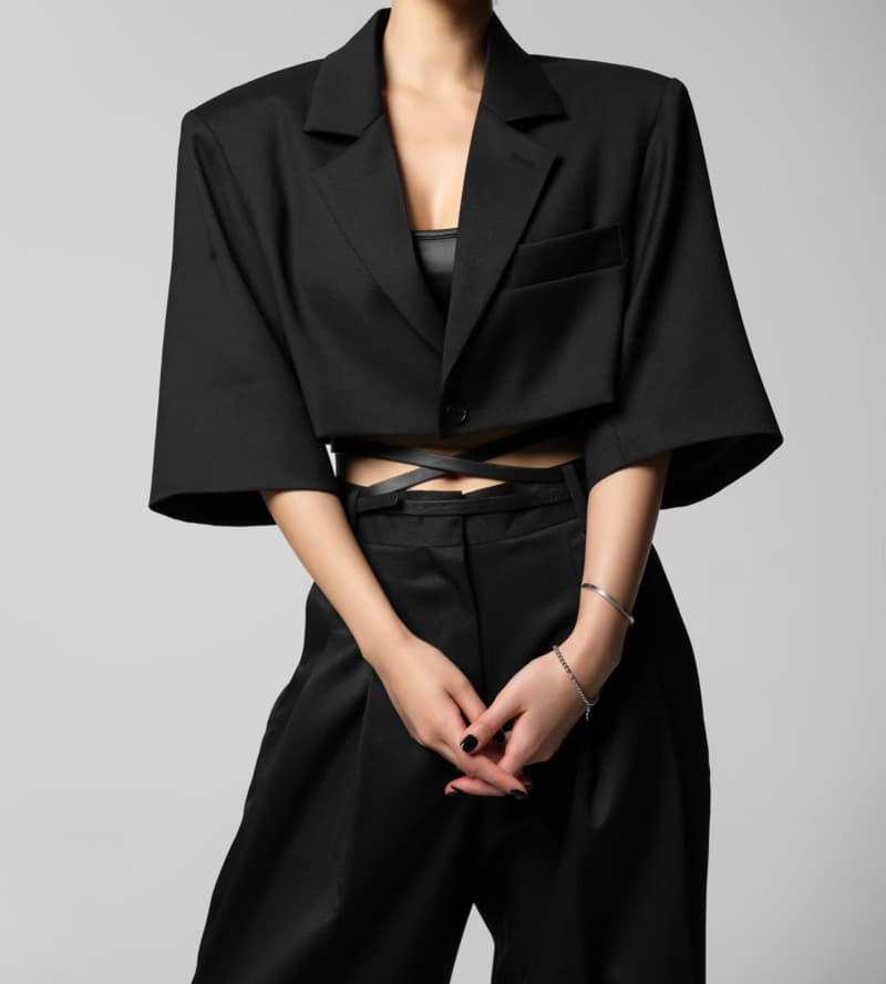 Paper Moon - Korean Women Fashion - #womensfashion - Mesh Sleeve Detail Crop Jacket - 5