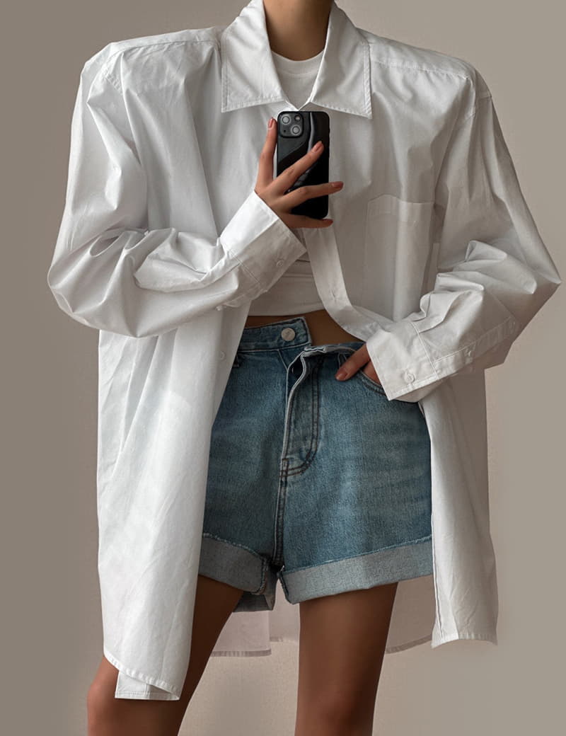 Paper Moon - Korean Women Fashion - #womensfashion - Maxy Obersize Pad SHOulder Button Down Shirt - 12