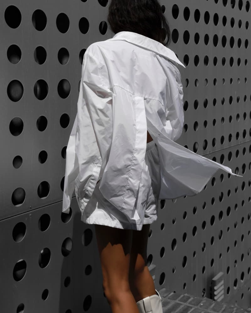 Paper Moon - Korean Women Fashion - #womensfashion - Nylon Back Slit Detail Oversize Shirt - 9