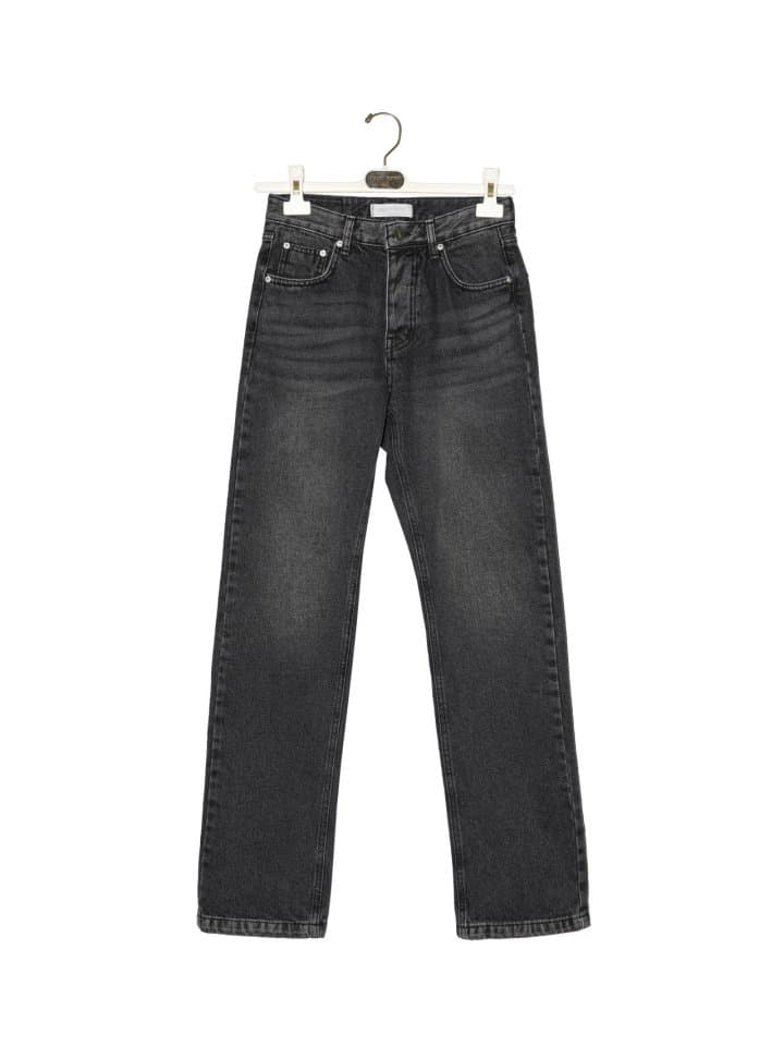 Paper Moon - Korean Women Fashion - #womensfashion - Back Split Detail Washed Black Straight Jeans - 3