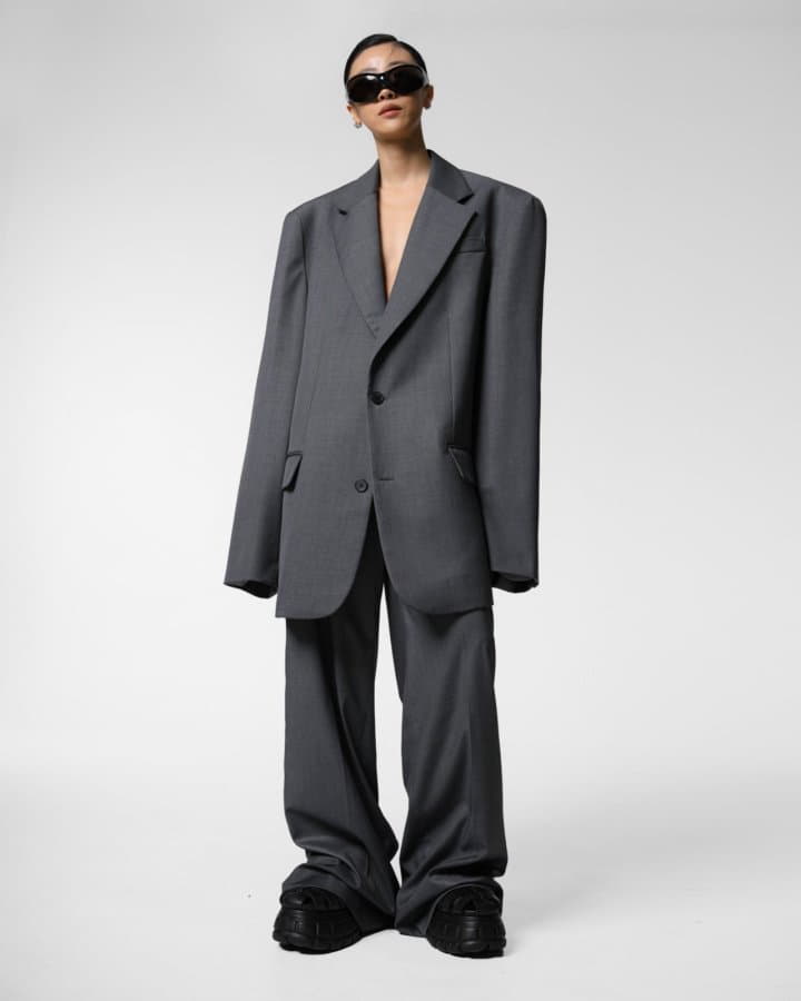 Paper Moon - Korean Women Fashion - #womensfashion - Maxi Oversized Single Breasted Wool Blazer - 2