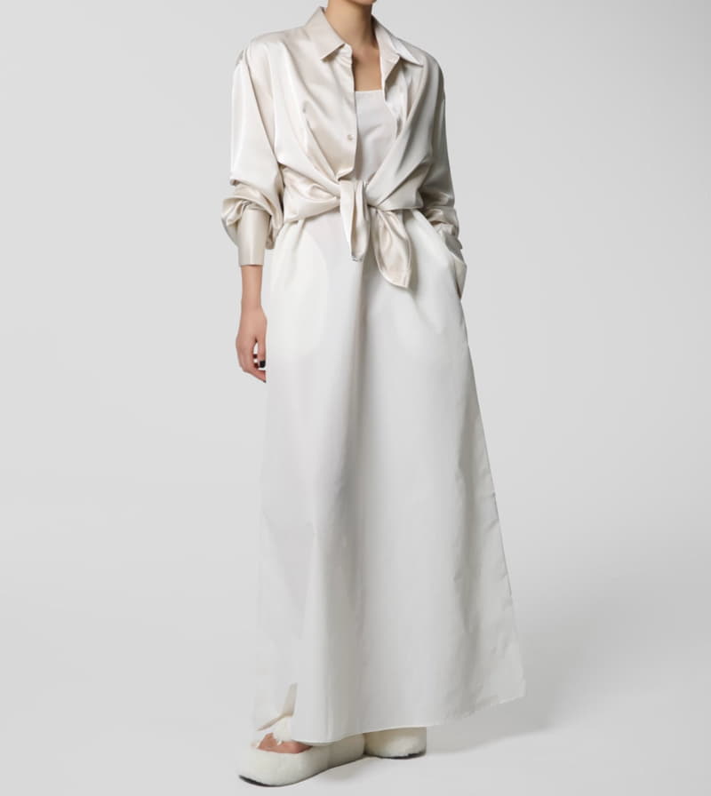 Paper Moon - Korean Women Fashion - #womensfashion - Silky Wrap Unbalaced Blouse