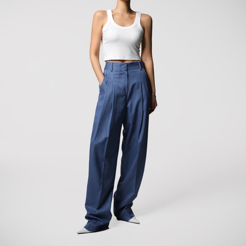 Paper Moon - Korean Women Fashion - #womensfashion - soft touch pin tuck wide trousers  - 12