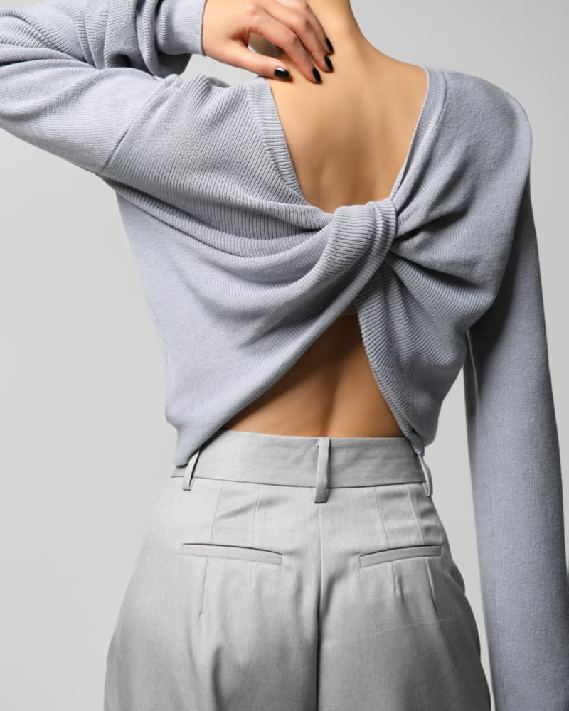Paper Moon - Korean Women Fashion - #womensfashion - cotton back twist drape knit top - 10