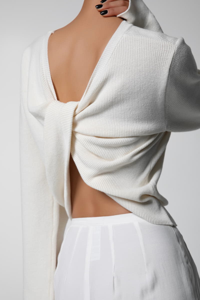 Paper Moon - Korean Women Fashion - #womensfashion - cotton back twist drape knit top - 6