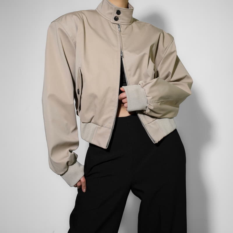 Paper Moon - Korean Women Fashion - #womensfashion - shoulder padded cotton harrington jacket - 11