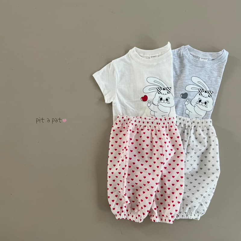 Pitapat - Korean Children Fashion - #minifashionista - Heart Bbong Top Bottom Set - 3