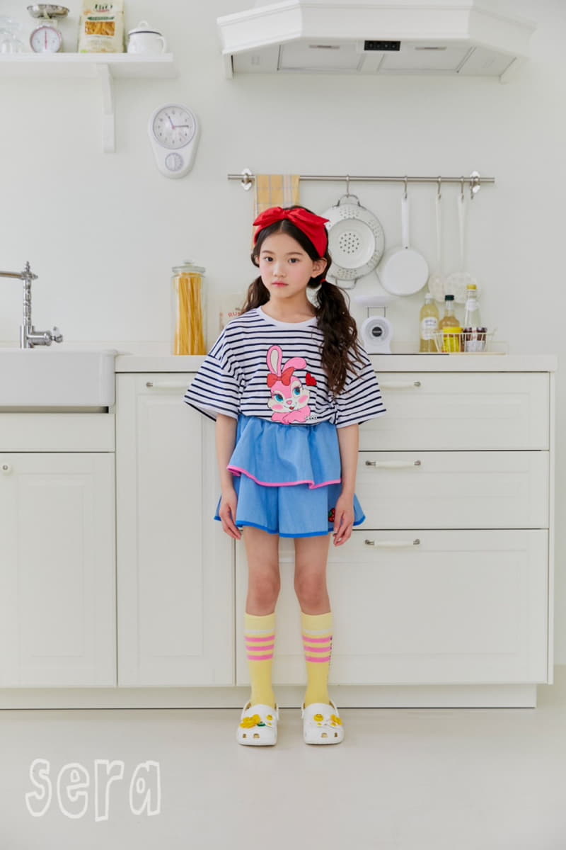 Sera - Korean Children Fashion - #fashionkids - Strawberry Cancan Denim Skirt Pants - 4