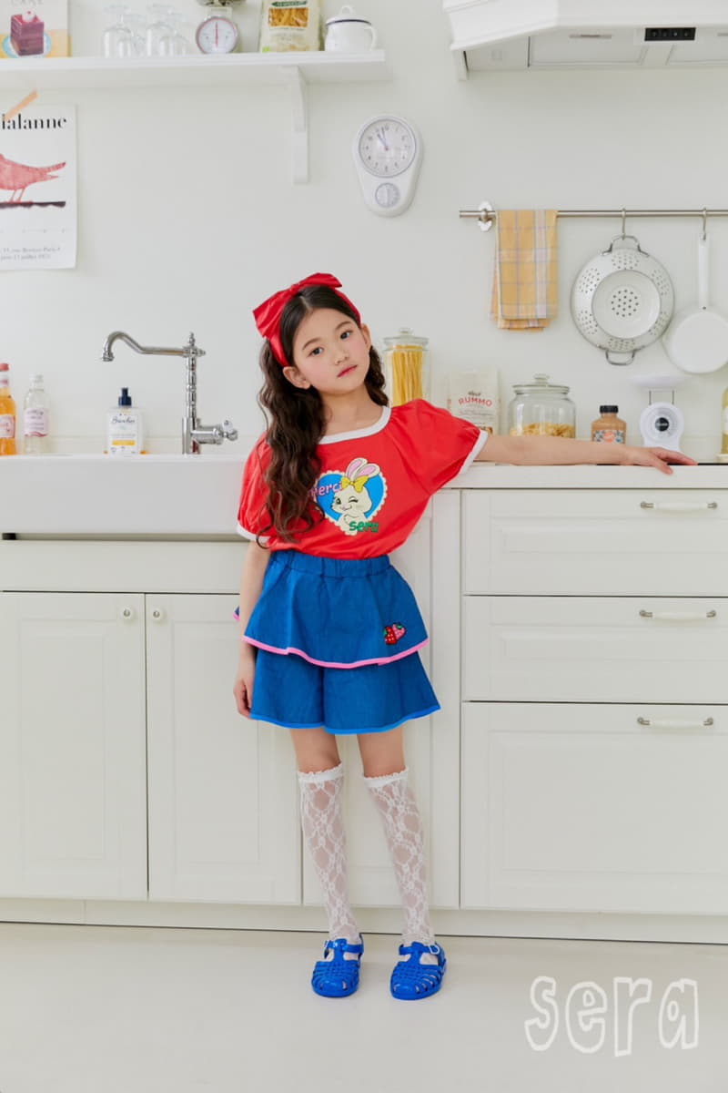 Sera - Korean Children Fashion - #kidsstore - Strawberry Cancan Denim Skirt Pants - 5