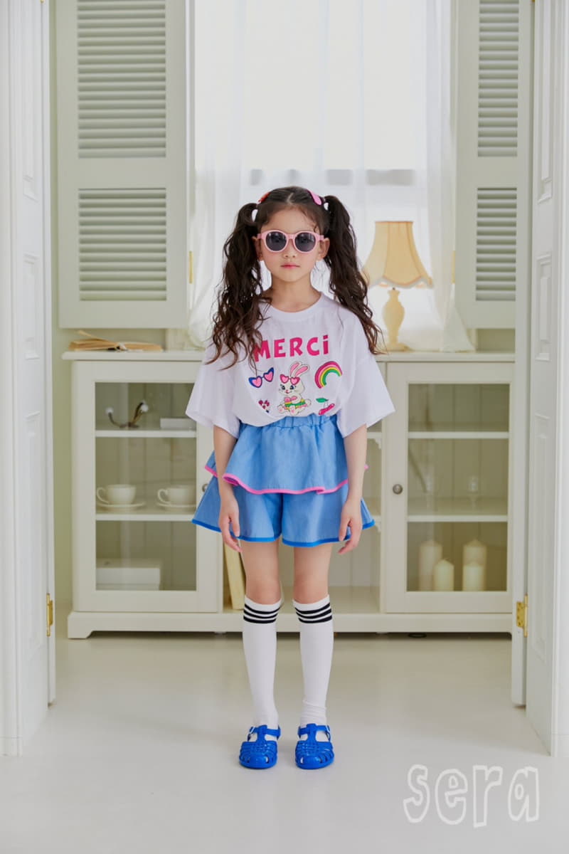 Sera - Korean Children Fashion - #kidzfashiontrend - Strawberry Cancan Denim Skirt Pants - 6