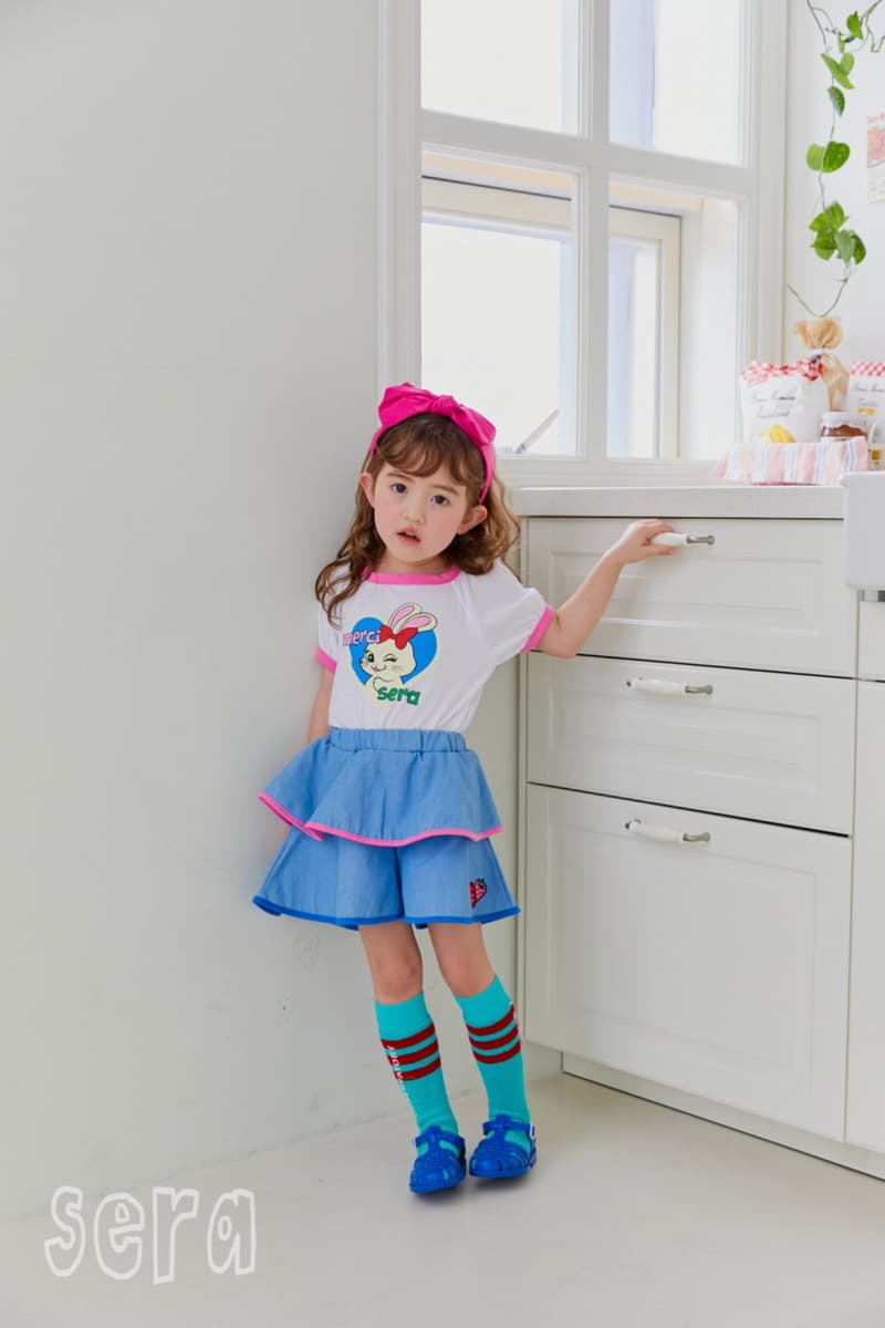 Sera - Korean Children Fashion - #littlefashionista - Strawberry Cancan Denim Skirt Pants - 8