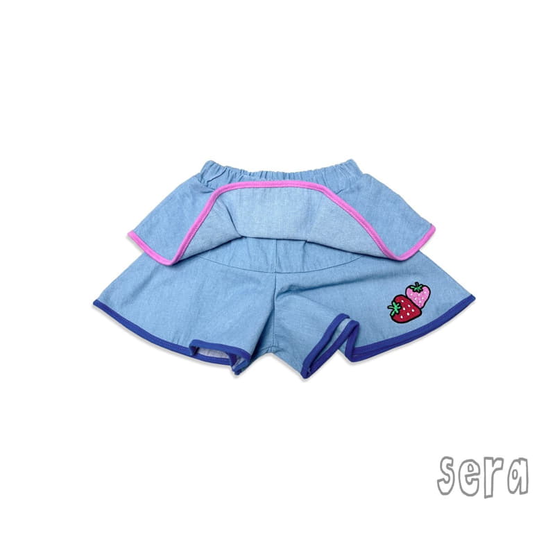 Sera - Korean Children Fashion - #prettylittlegirls - Strawberry Cancan Denim Skirt Pants - 11