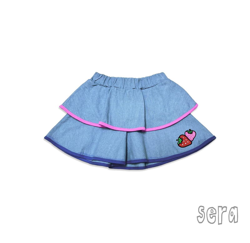 Sera - Korean Children Fashion - #todddlerfashion - Strawberry Cancan Denim Skirt Pants - 12