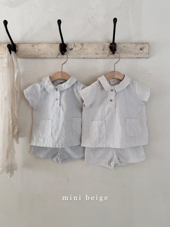The Beige - Korean Baby Fashion - #babyfever - Stripes Top Bottom Set - 5