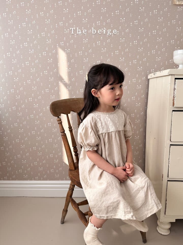 The Beige - Korean Children Fashion - #kidzfashiontrend - Linen Flower Embrodiery One-piece - 8