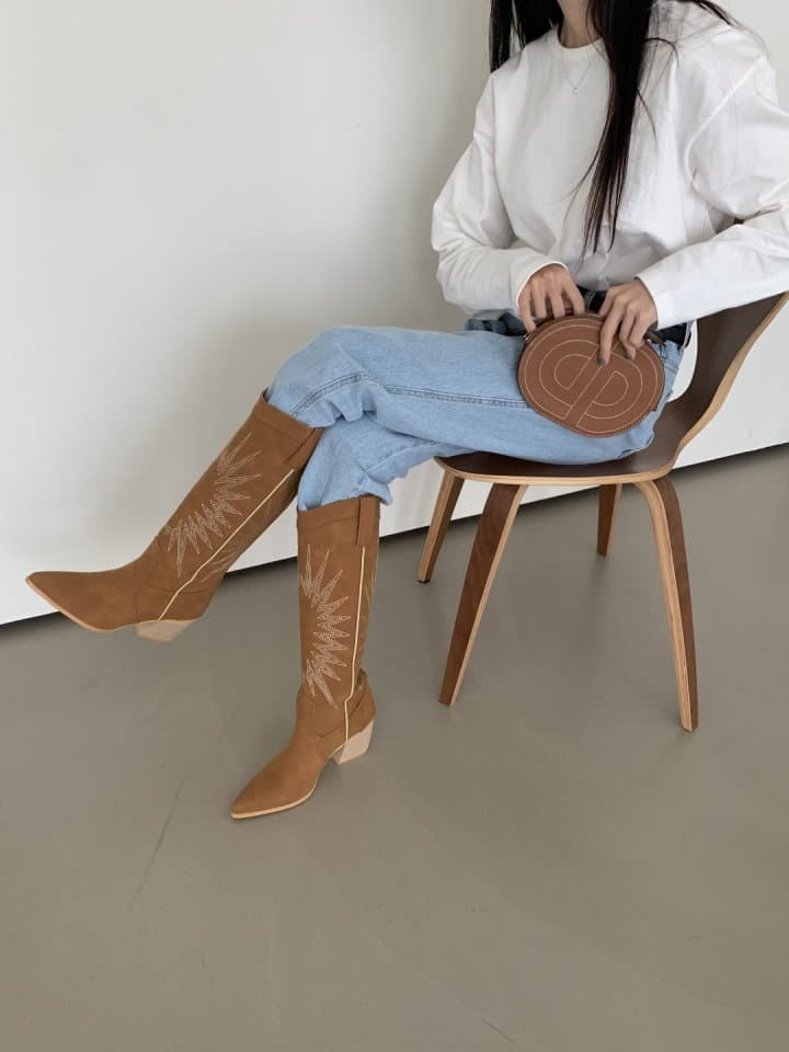 The Muse - Korean Women Fashion - #momslook - 1046 High Embroidery Western Long Boots  - 3