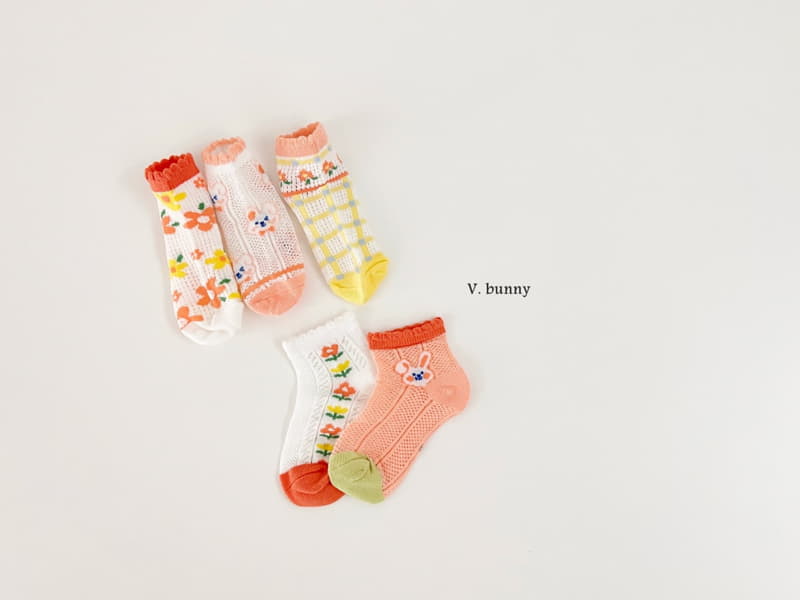 V Bunny - Korean Children Fashion - #discoveringself - Flwoer Rabbit Socks Set - 10