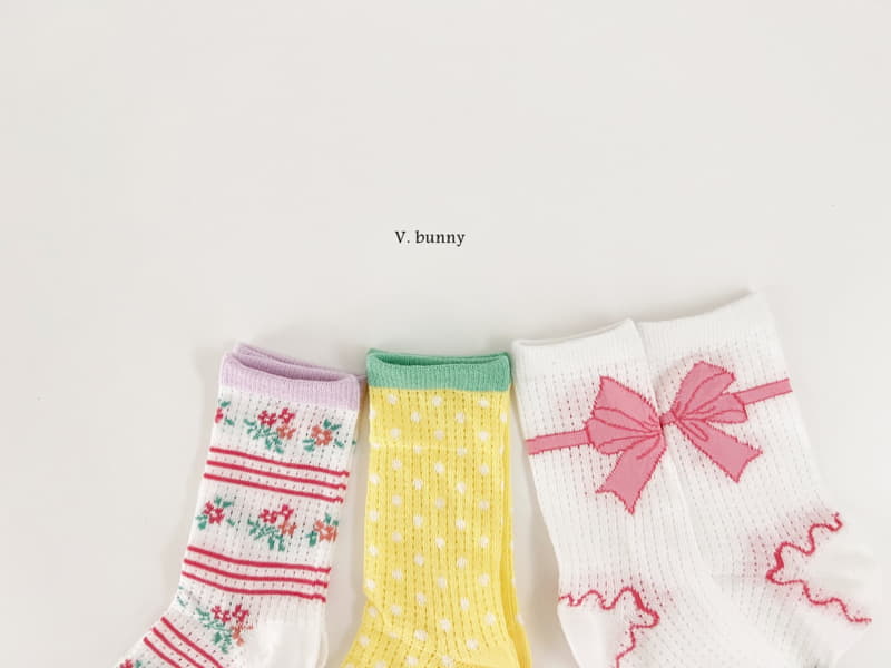V Bunny - Korean Children Fashion - #kidsshorts - Ribbon String Socks Set - 7