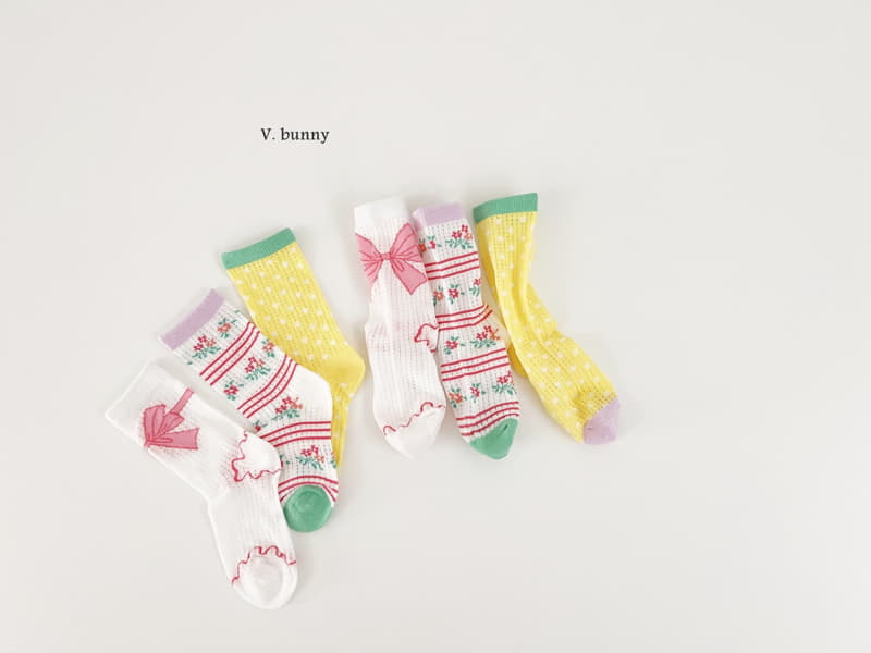 V Bunny - Korean Children Fashion - #kidsstore - Ribbon String Socks Set - 8