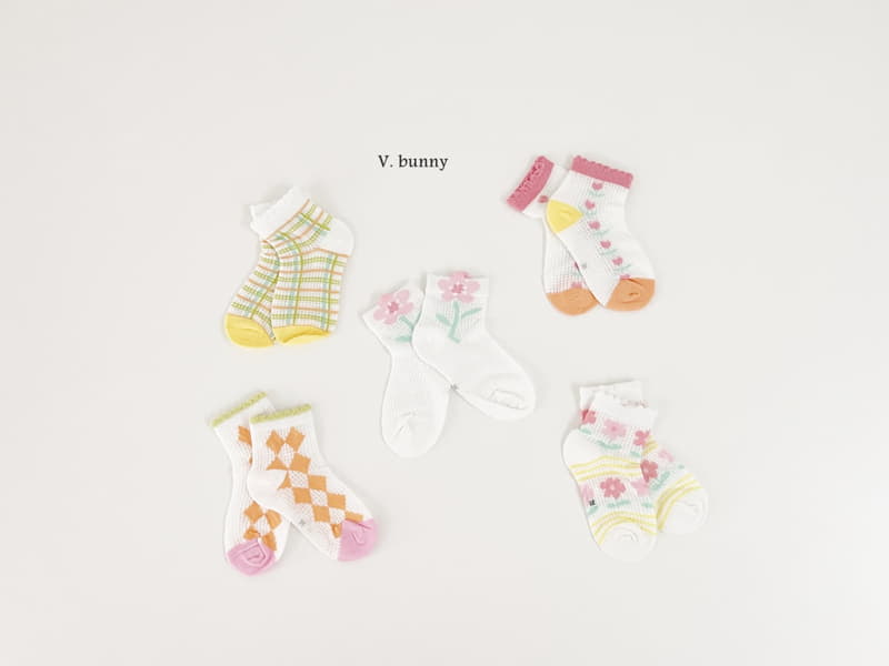 V Bunny - Korean Children Fashion - #kidzfashiontrend - Floral Socks Set - 5