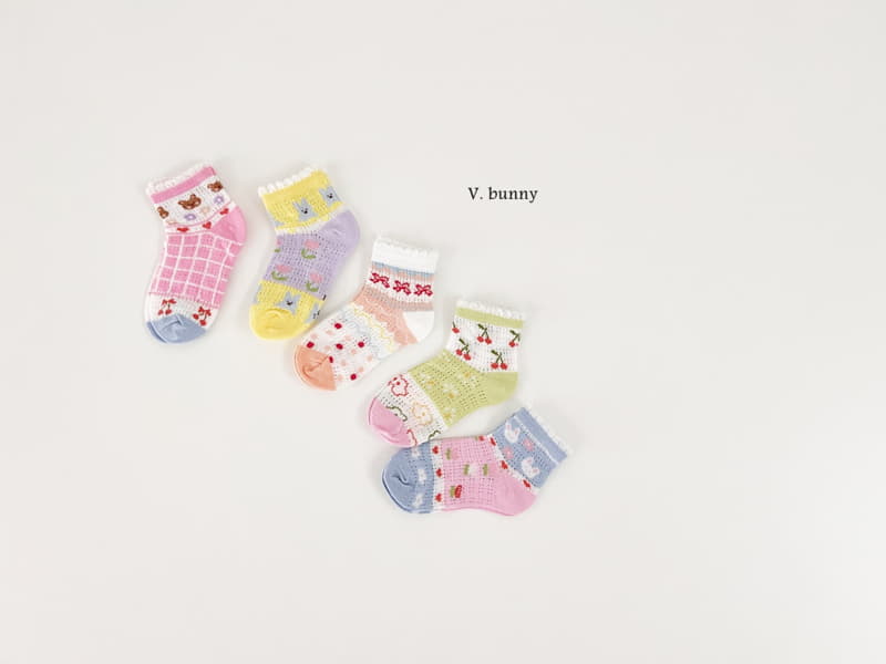 V Bunny - Korean Children Fashion - #littlefashionista - Colorful Socks Set - 5
