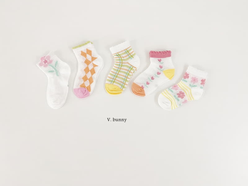 V Bunny - Korean Children Fashion - #minifashionista - Floral Socks Set - 9