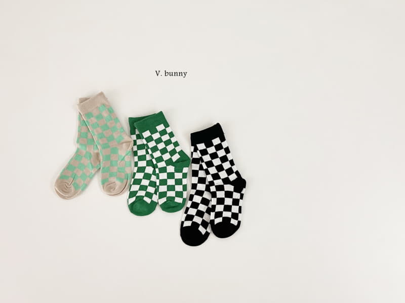 V Bunny - Korean Children Fashion - #minifashionista - Checker Board Socks Set - 8