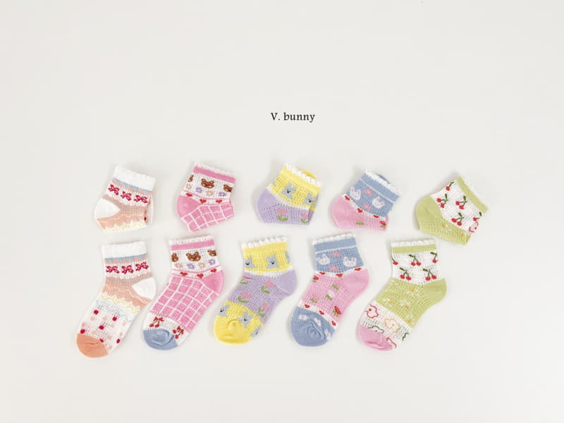 V Bunny - Korean Children Fashion - #minifashionista - Colorful Socks Set - 7