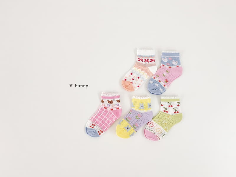 V Bunny - Korean Children Fashion - #todddlerfashion - Colorful Socks Set - 9