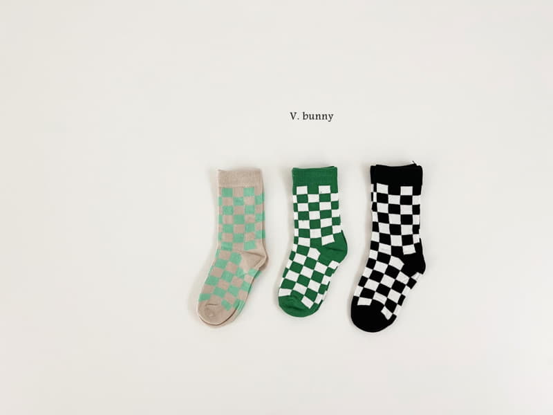 V Bunny - Korean Children Fashion - #toddlerclothing - Checker Board Socks Set - 11