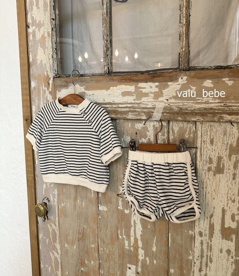 Valu Bebe - Korean Baby Fashion - #babyboutique - Stripes Cucu Button Tee - 12