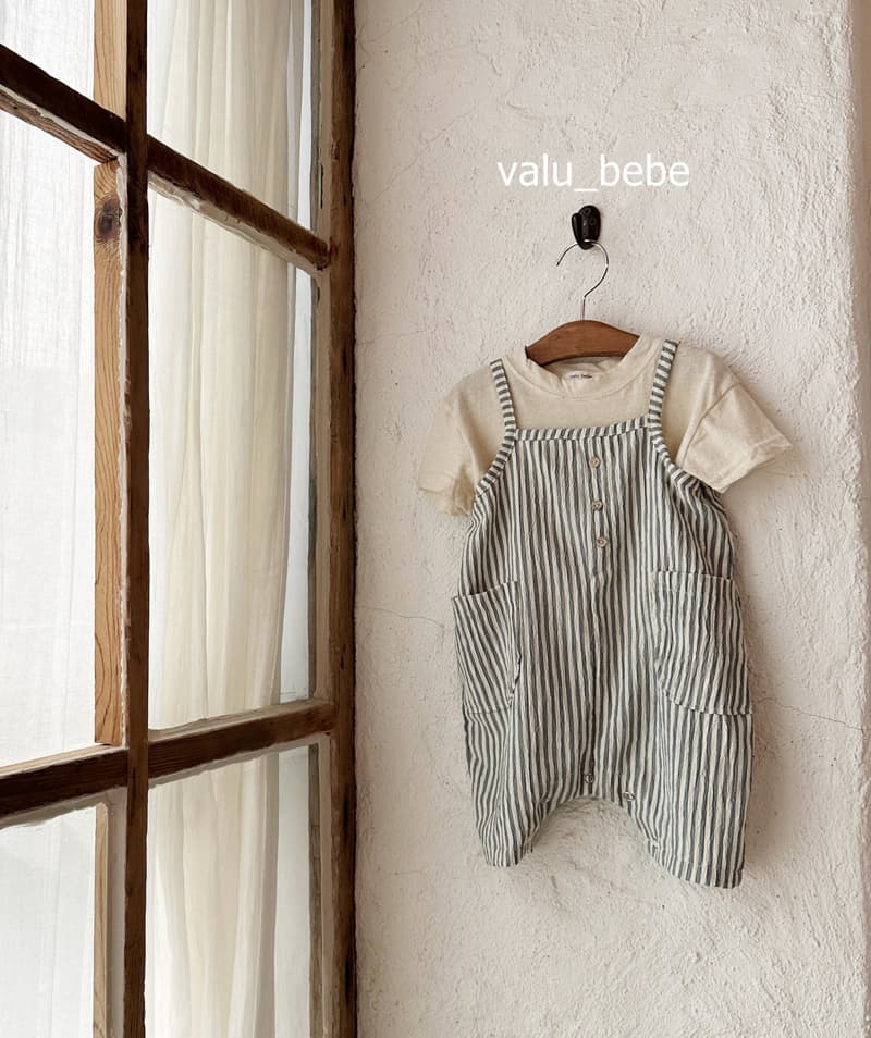 Valu Bebe - Korean Baby Fashion - #babyboutique - Stripes Dungarees Bodysuit - 10