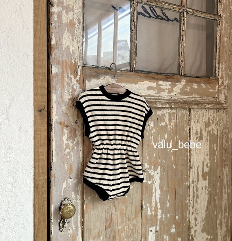Valu Bebe - Korean Baby Fashion - #babyboutique - Stripes Banding Waffle Bodysuit - 8