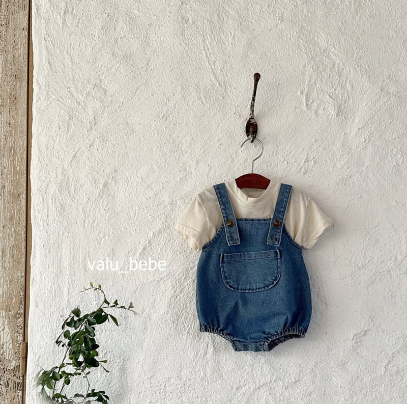 Valu Bebe - Korean Baby Fashion - #babyboutiqueclothing - Denim Dungarees Bodysuit - 2