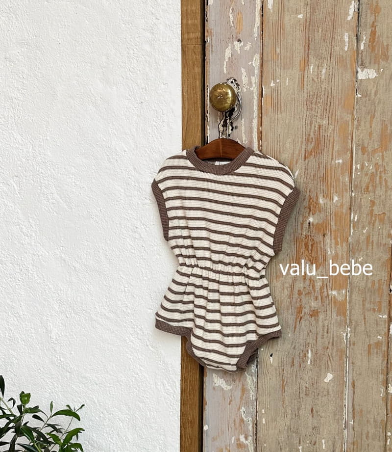 Valu Bebe - Korean Baby Fashion - #babyboutiqueclothing - Stripes Banding Waffle Bodysuit - 10